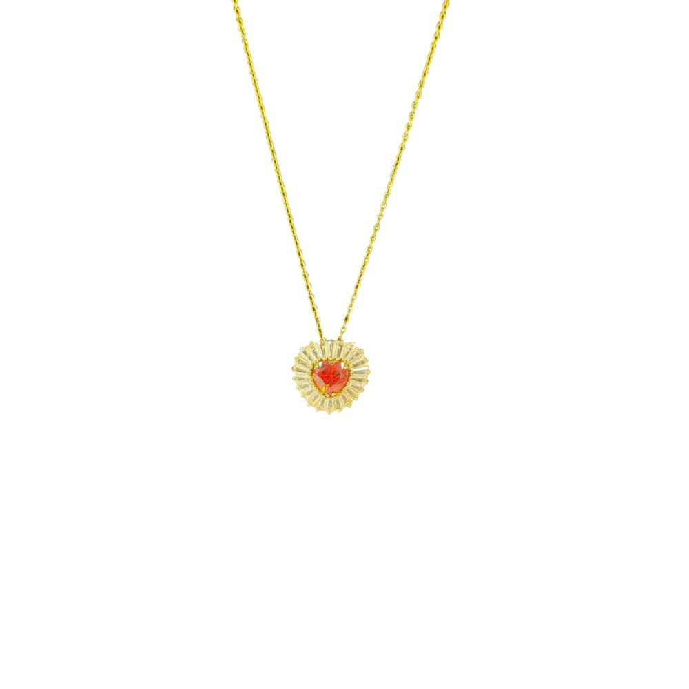 Women's Unbranded Gold Red Heart Pendant Necklace One Size